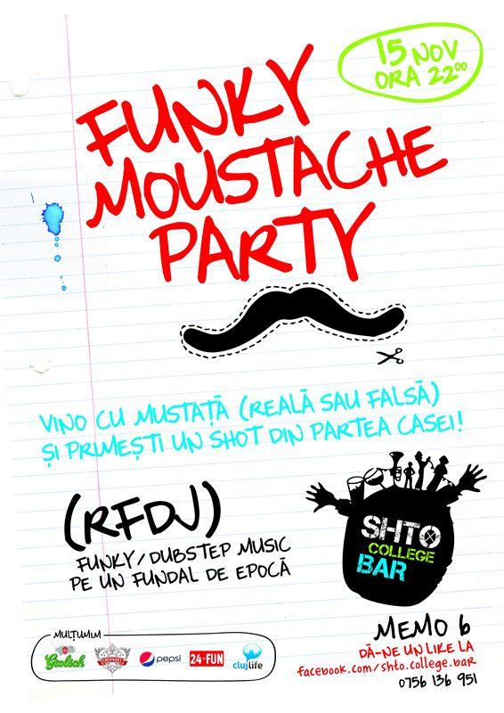 Funky Moustache Party @ Shto College Bar