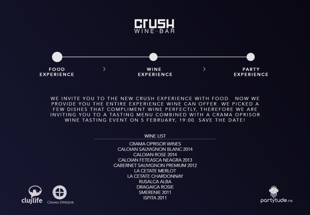 Crush tasting menu event