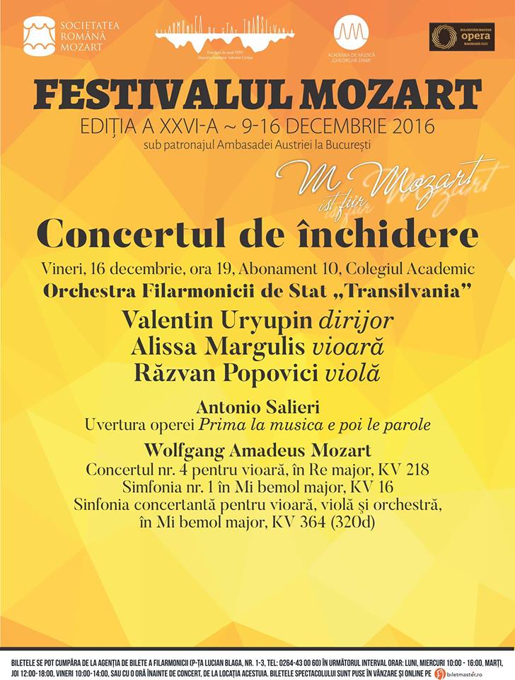 Concertul de închidere a Festivalului Mozart @ Auditorium Maximum