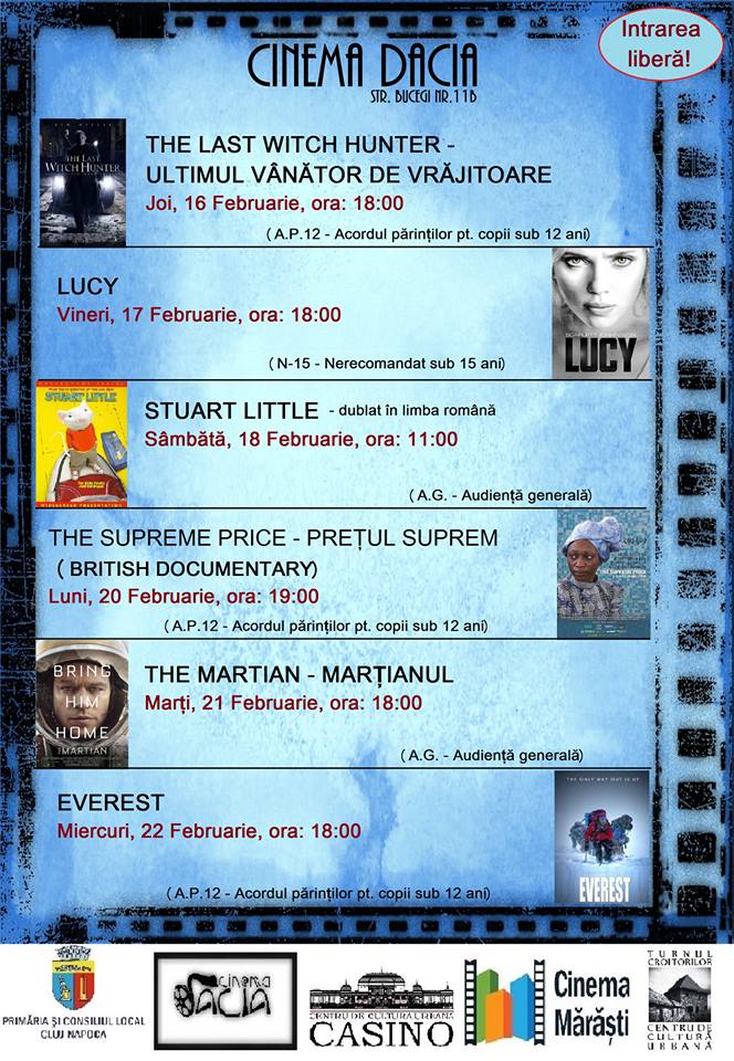 Cinema Dacia – program 16-22 Februarie 2017