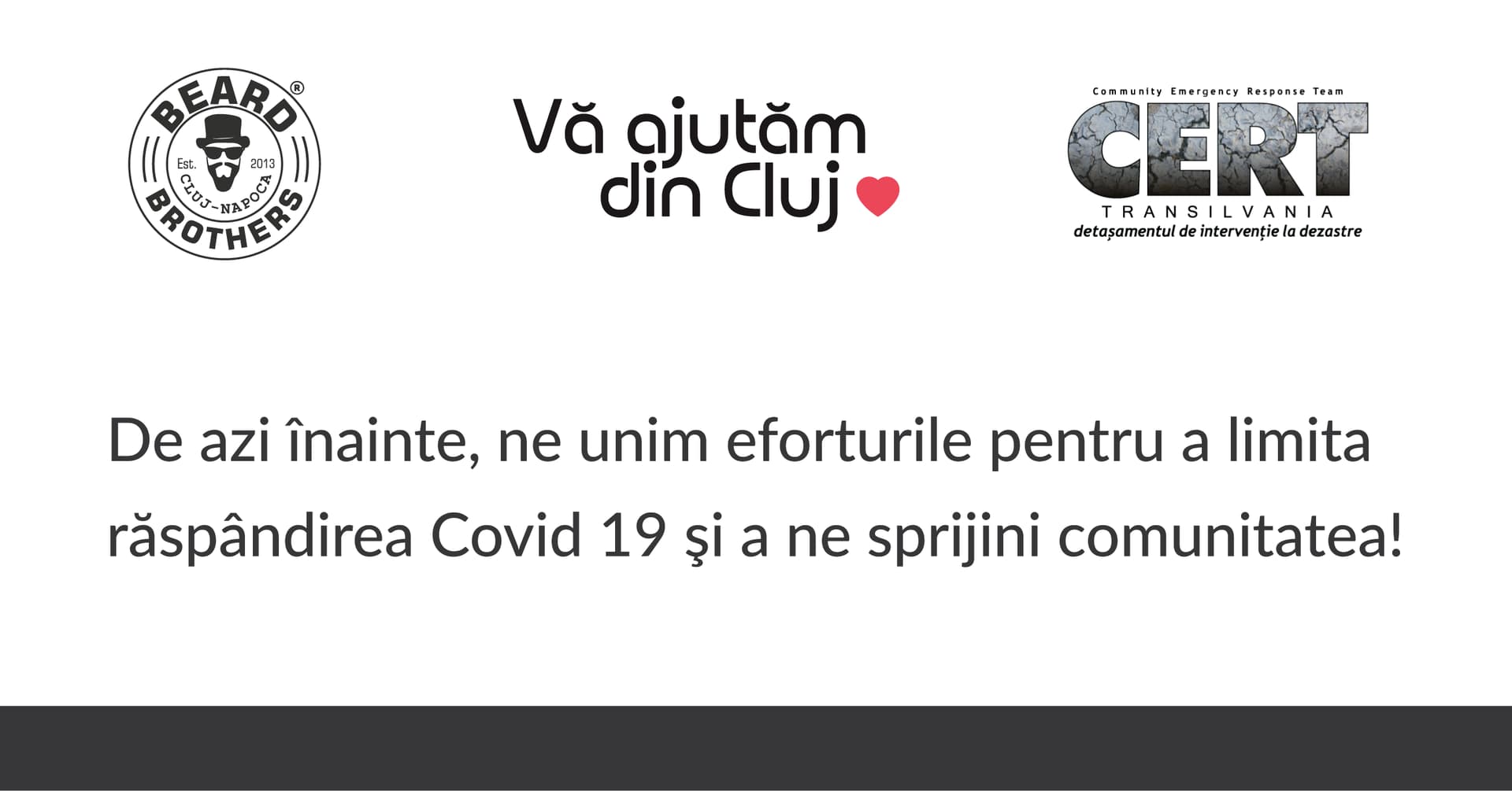 Beard Brothers, Vă ajutăm din Cluj și CERT Transilvania își unesc eforturile pentru a limita răspândirea Covid 19 și a sprijini comunitatea