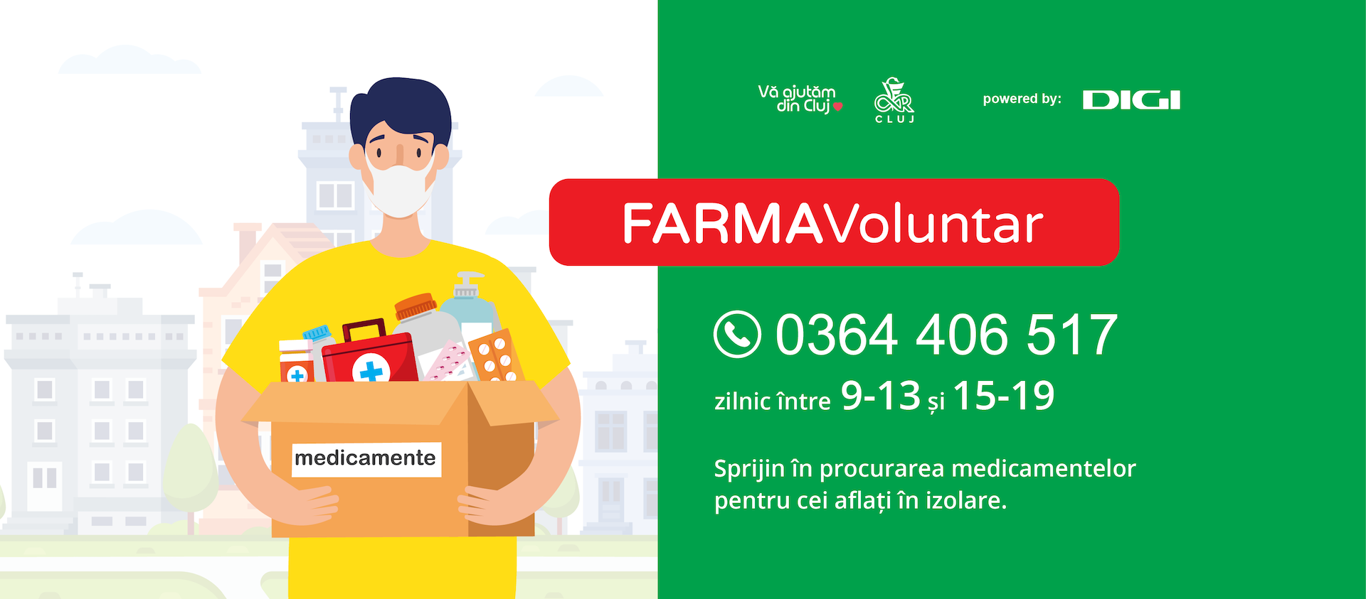 Vă ajutăm din Cluj împreună cu Colegiul Farmaciștilor Cluj Lansează campania FarmaVoluntar