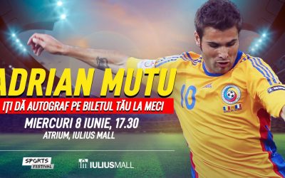 Adrian Mutu se întâlnește cu fanii în Iulius Mall Cluj, la singurul stand  cu bilete pentru meciurile Sports Festival